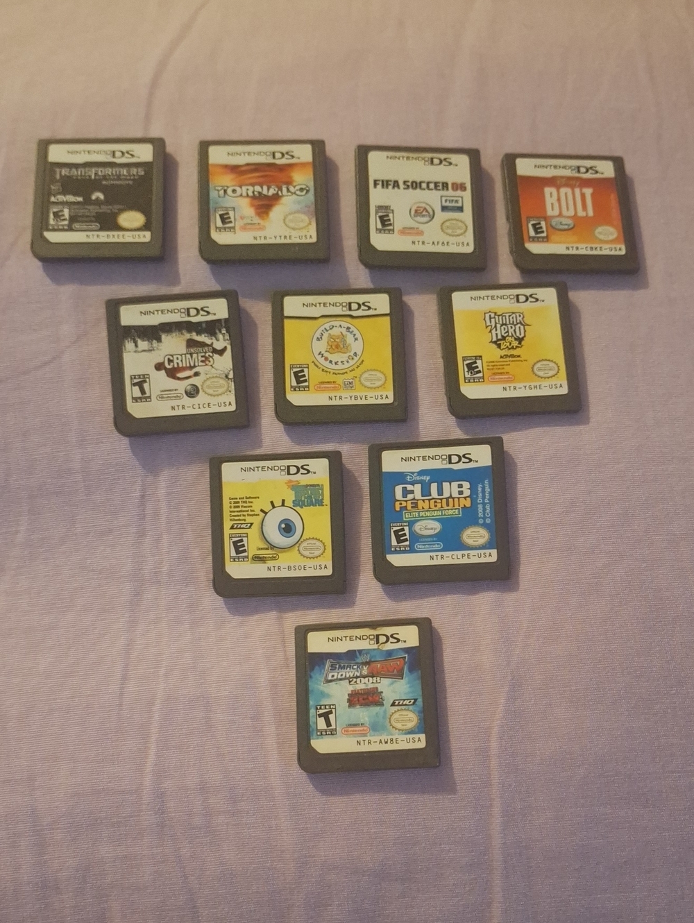Nintendo DS Game Lot Bundle - 10 games Guitar Hero, Bolt, Transformers (Tested)